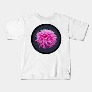 Strong Pink Semi Cactus Dahlia Flower Circle Frame Kids T-Shirt